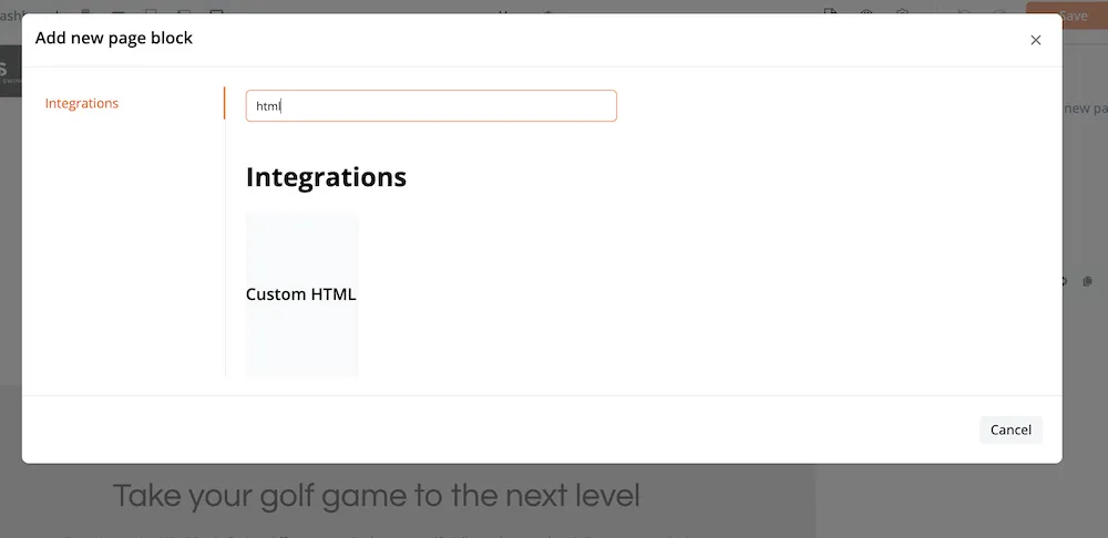 Selecting a location on a Zipper site to integrate a widget