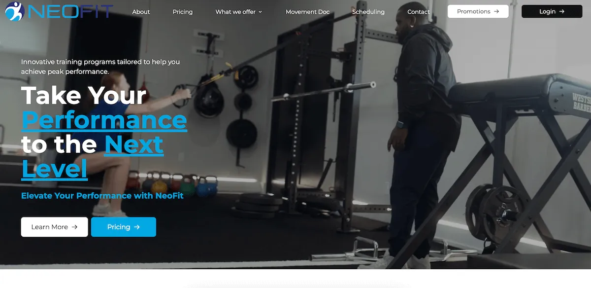 gym website design - neofit performance