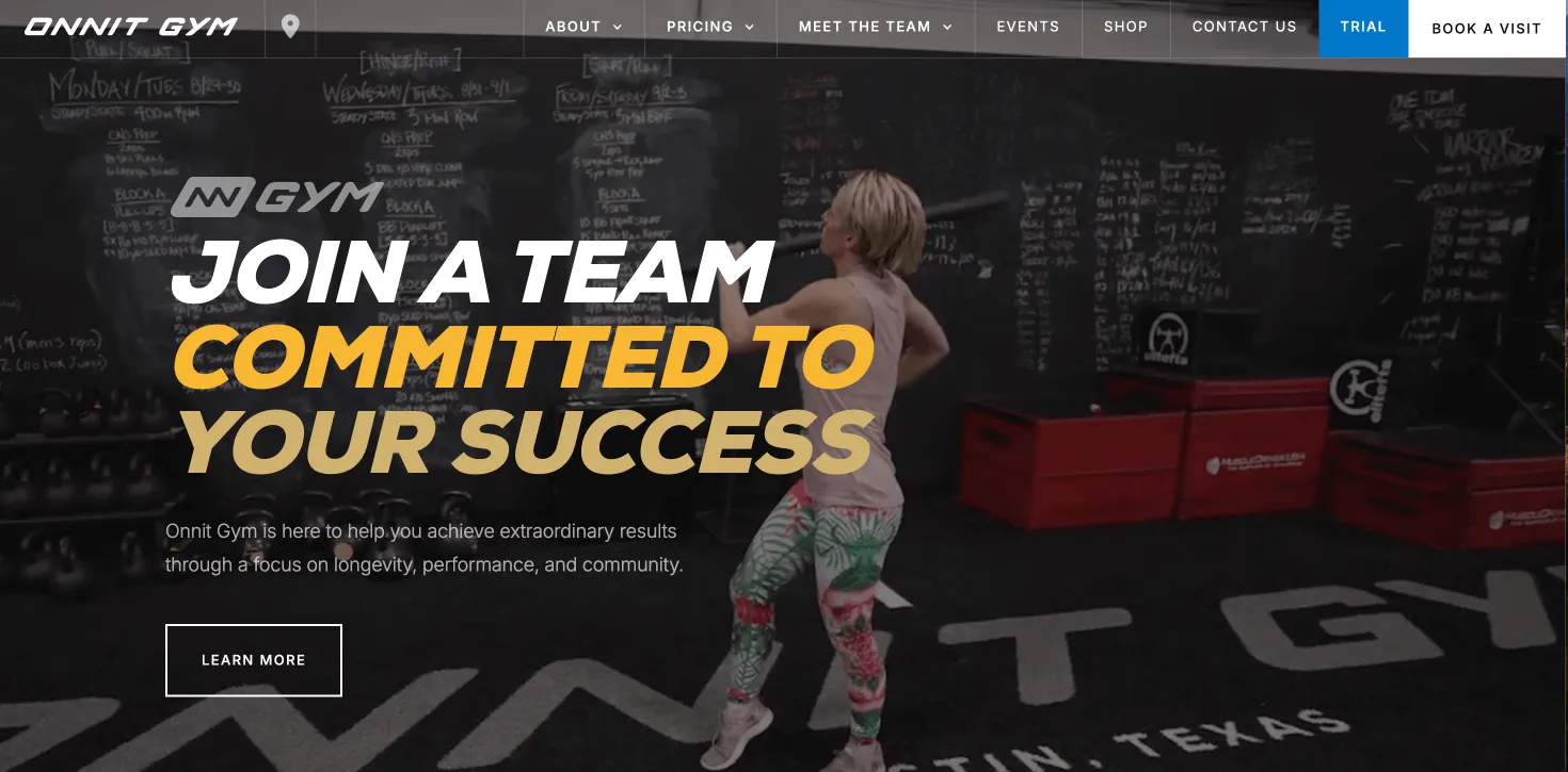 gym website design - onnit gym