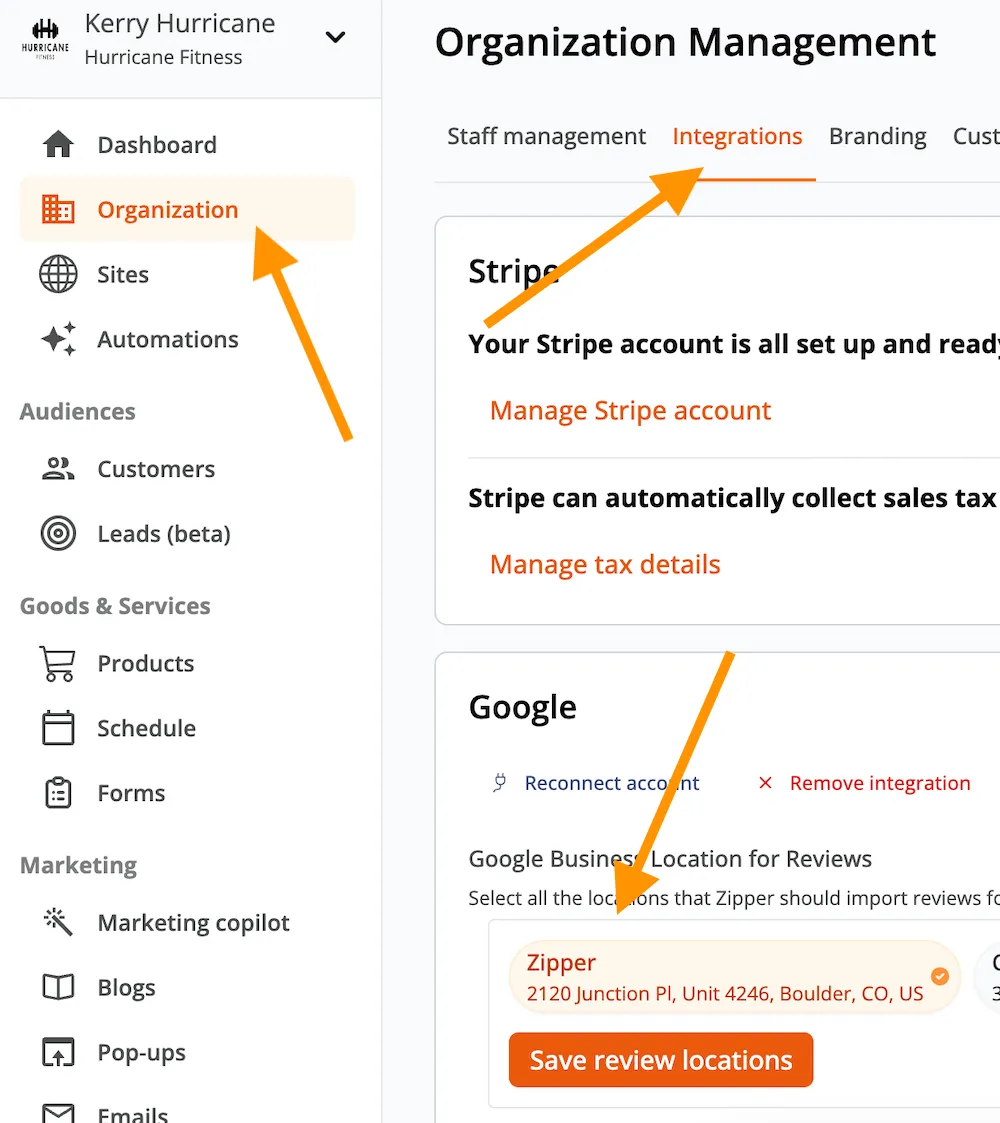Connect your Google Business Profile to Zipper