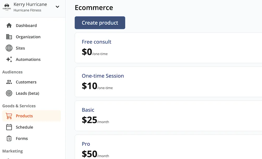 Product creation in Zipper screenshot