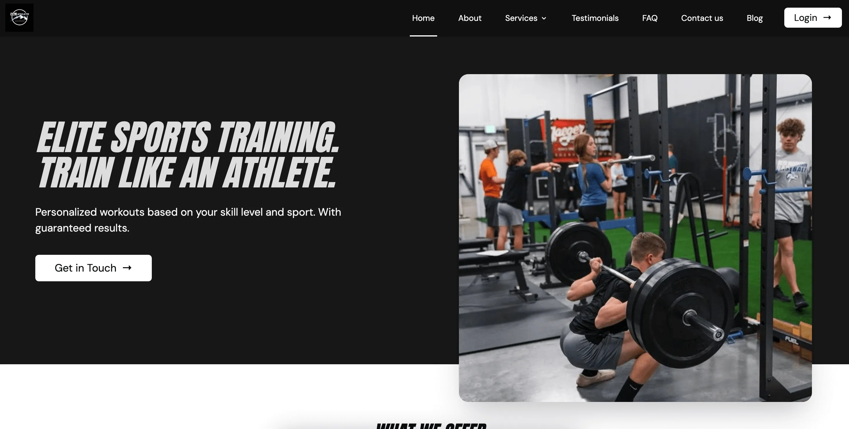 gym website design - vali