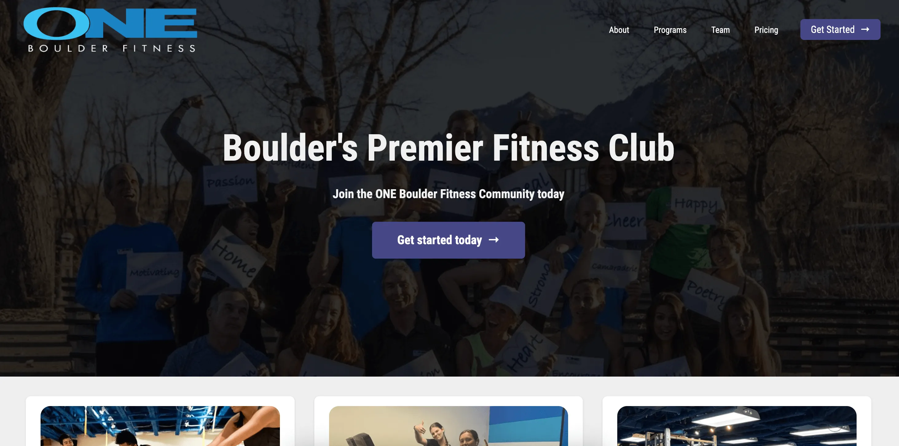 gym website design - one boulder fitness
