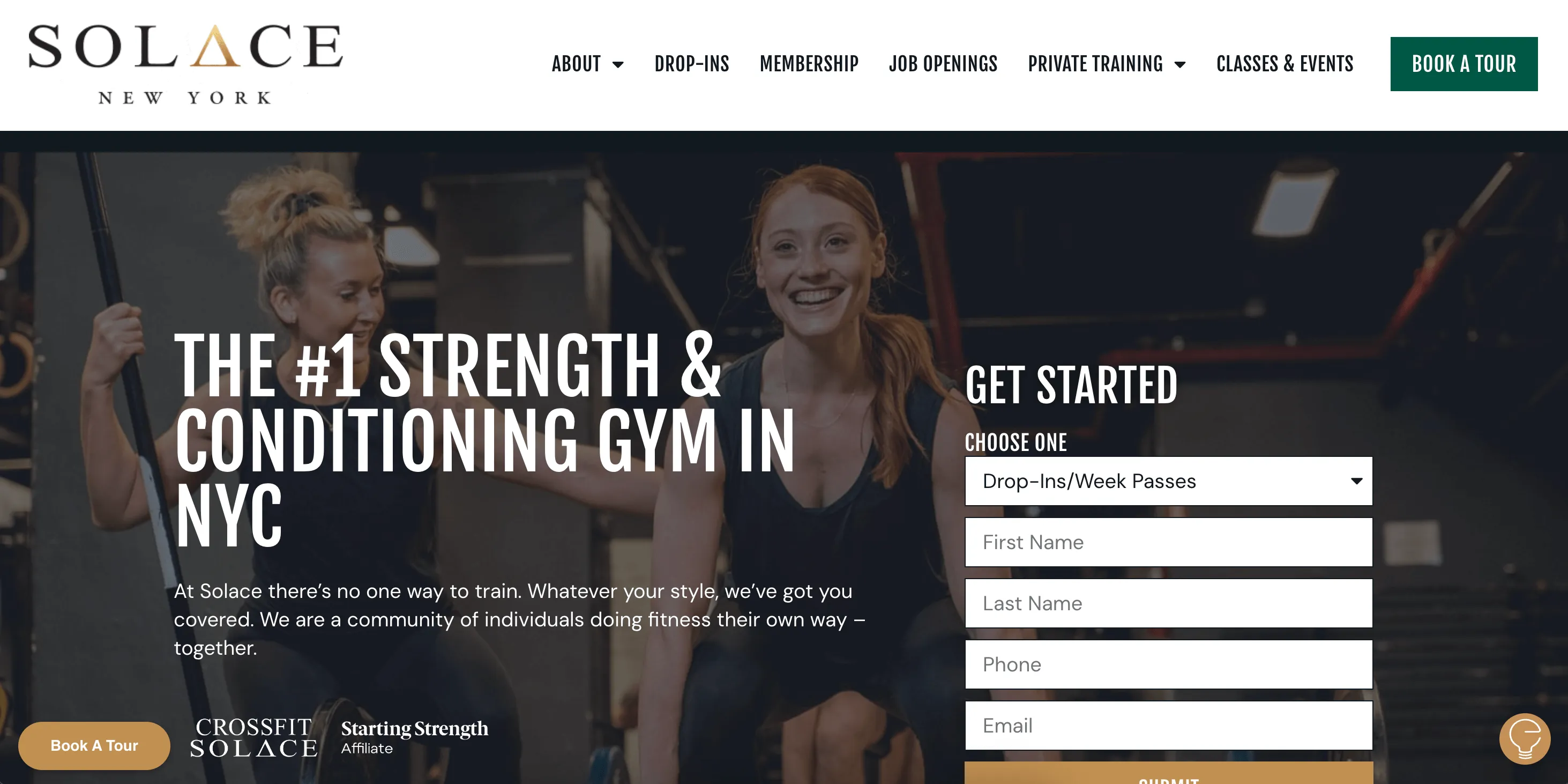 gym website design - solace