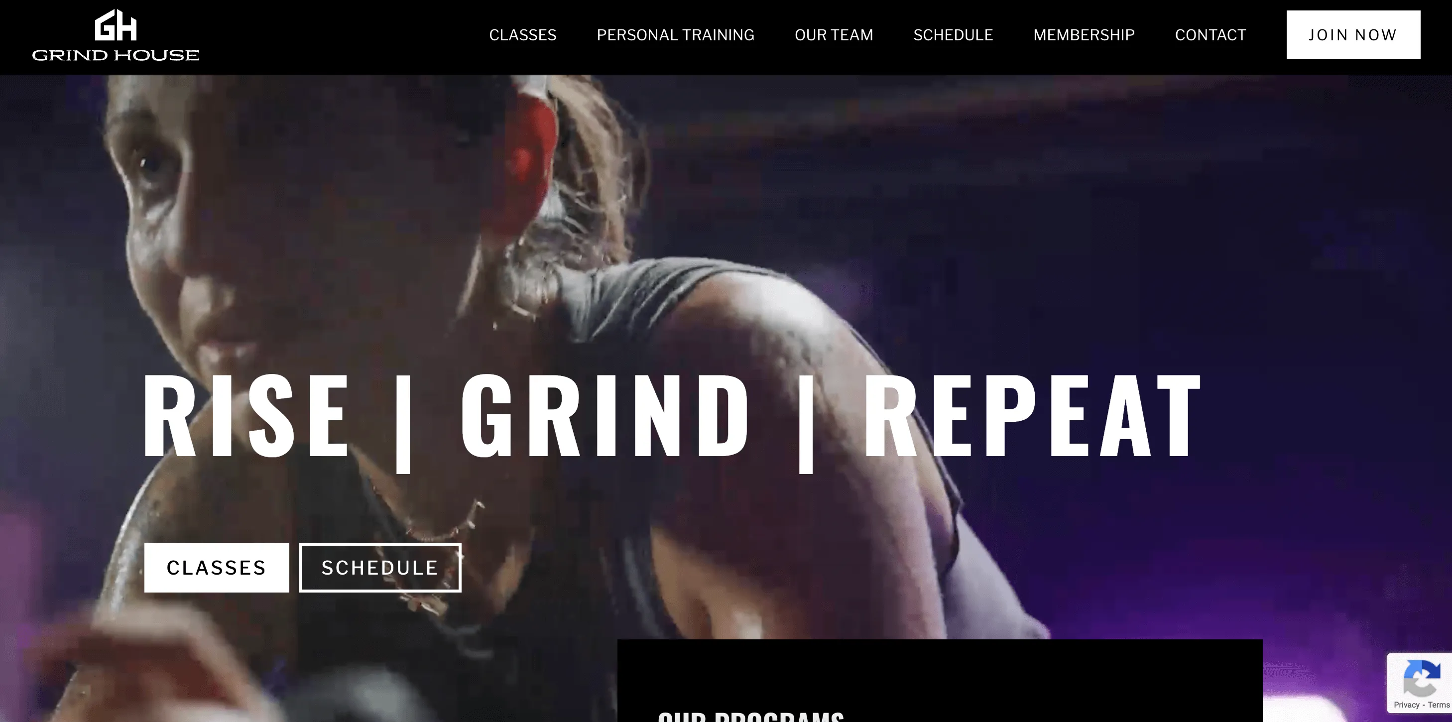 gym website design - grind house