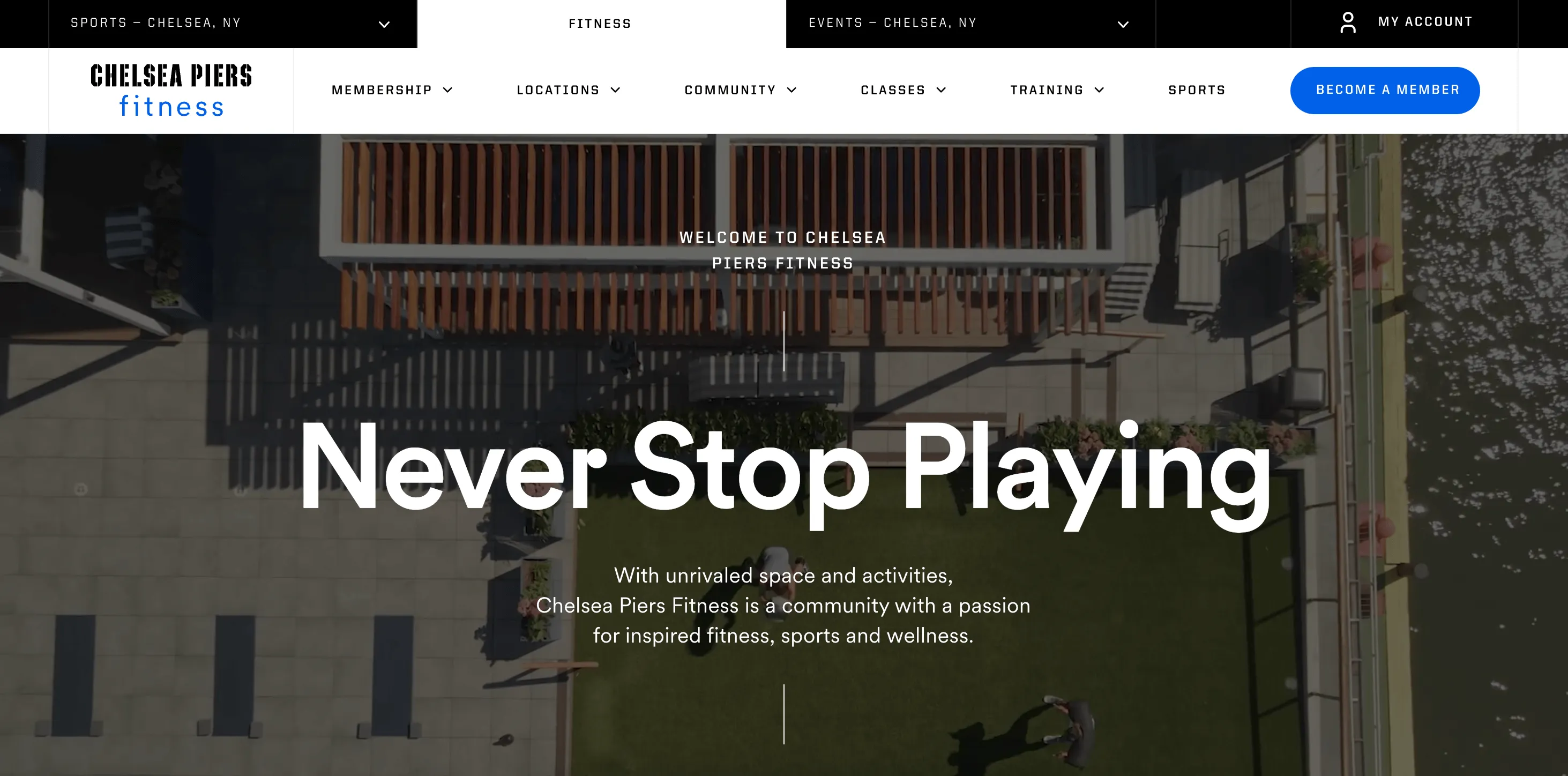 gym website design - chelsea piers