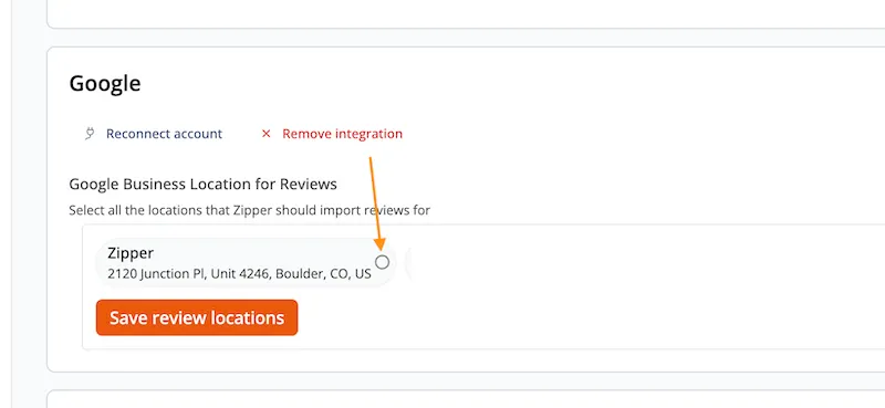 Save review location in Zipper Google integration