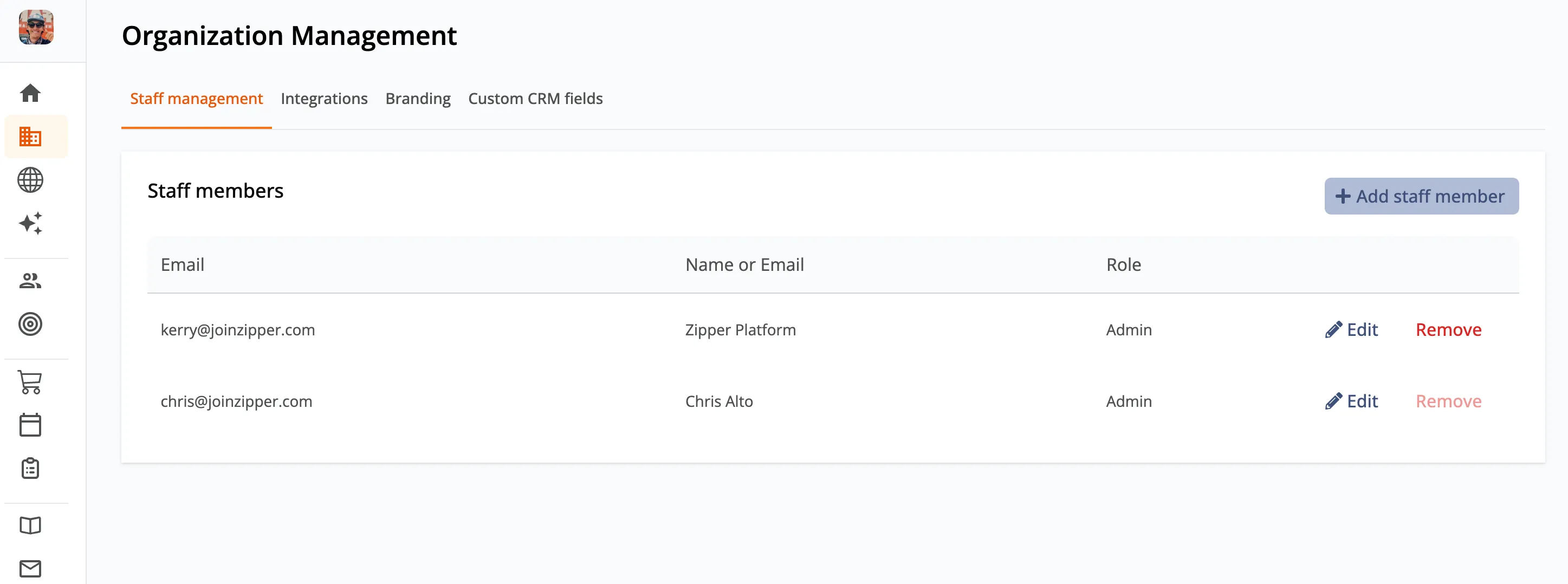 Admin management in Zipper