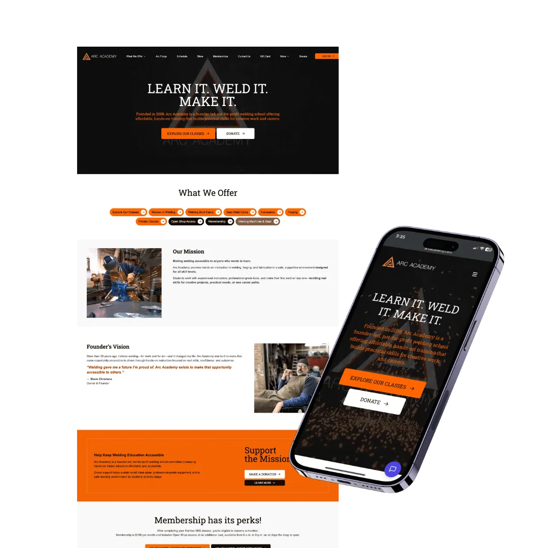 Arc Academy — website built with Zipper