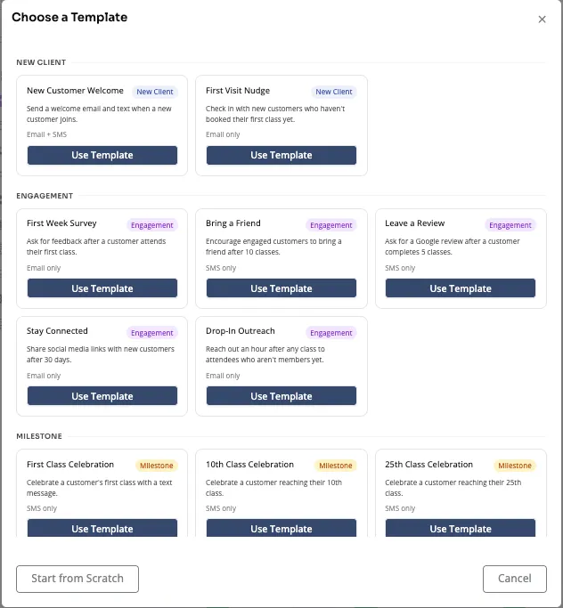 Automation templates and the visual flow builder