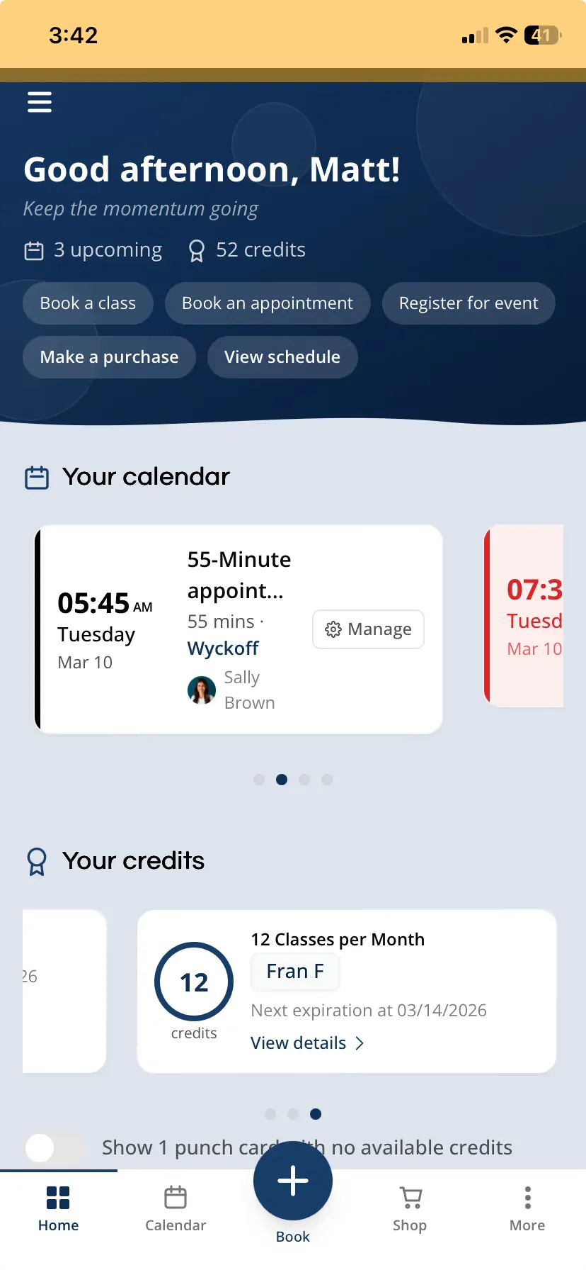 Zipper booking experience on the branded client app