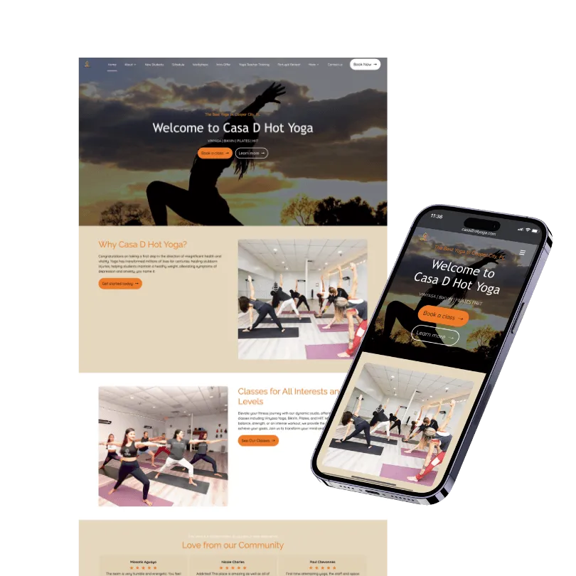 Casa D Hot Yoga — website built with Zipper