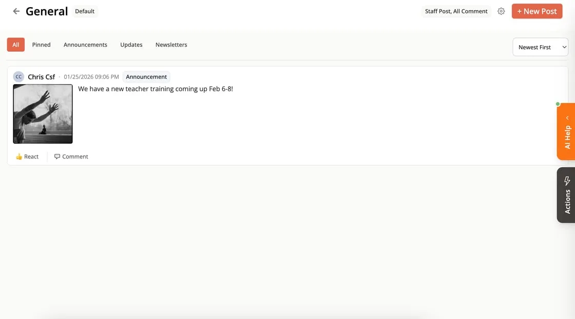 Posting announcements to a Zipper community