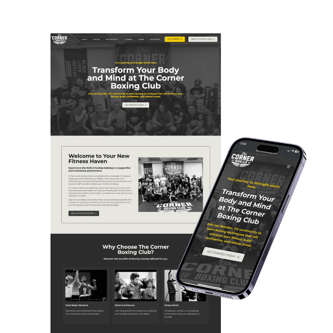 The Corner Boxing Club — website built with Zipper