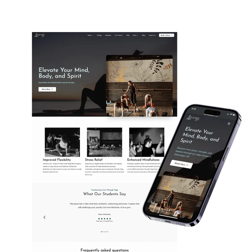 Elevate Yoga — website built with Zipper