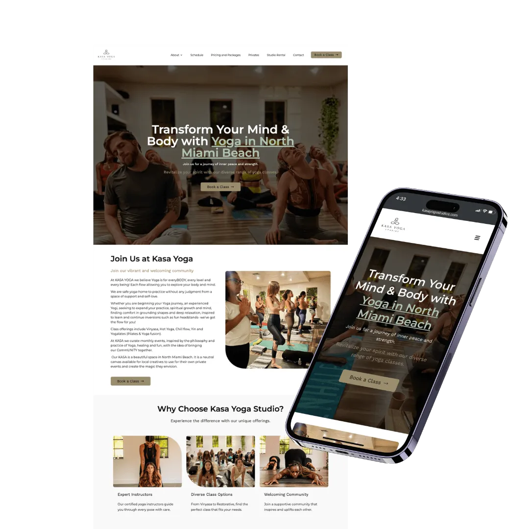 Kasa Yoga Studios — website built with Zipper