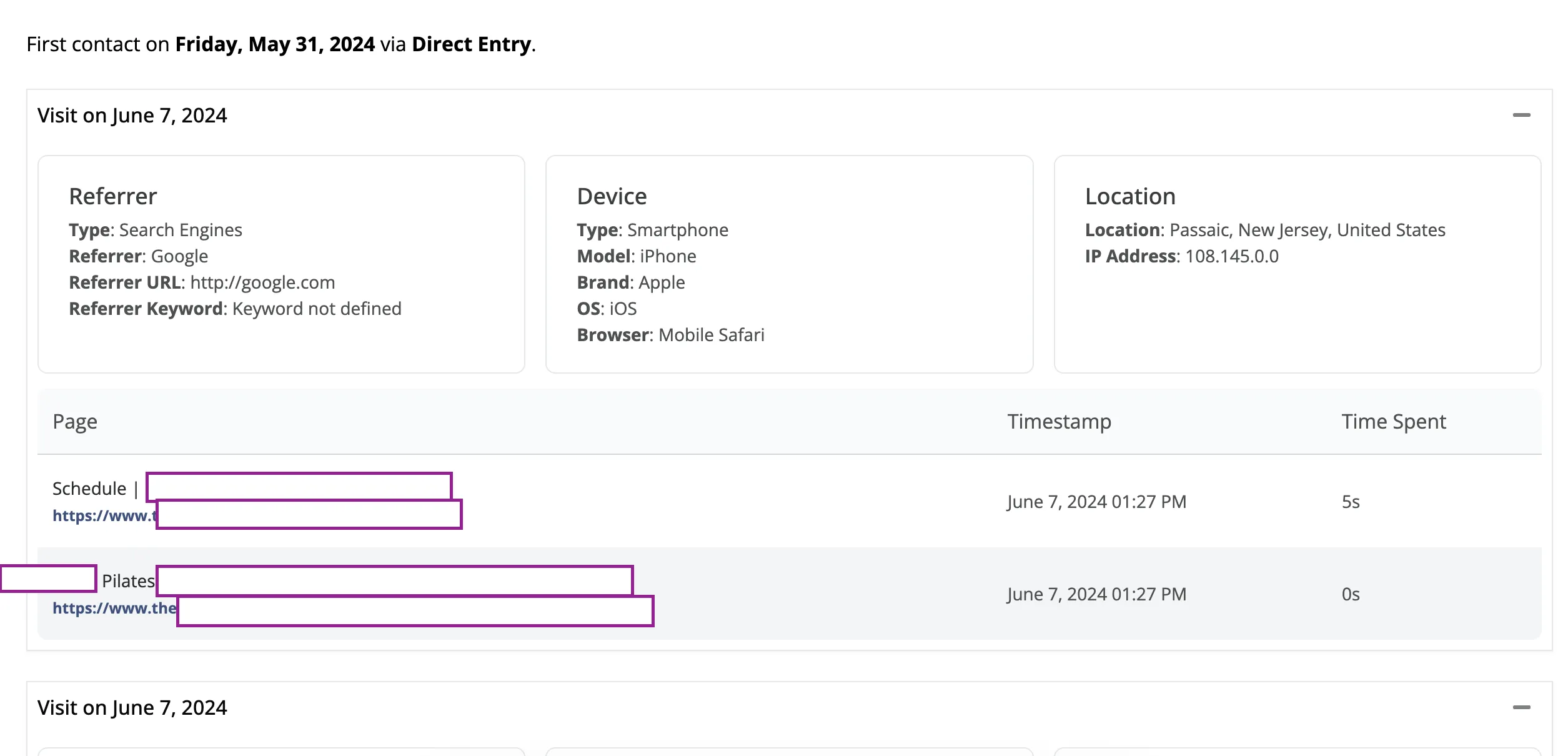 Zipper lead journey tracking