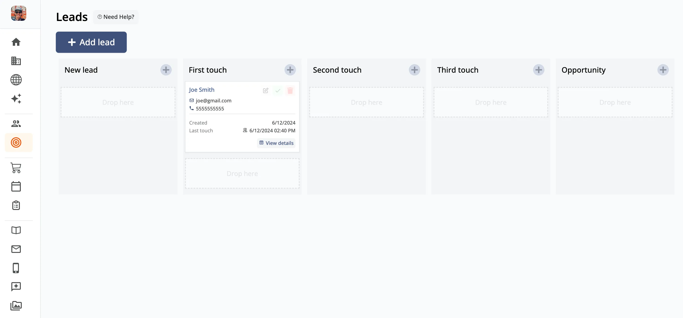Zipper lead management dashboard