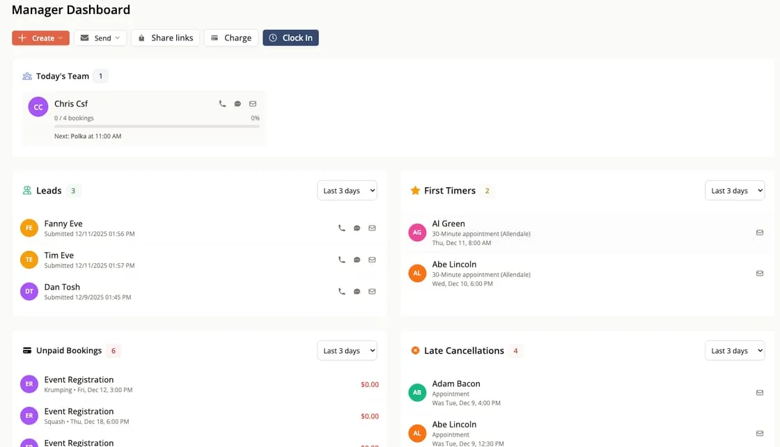 Manager dashboard