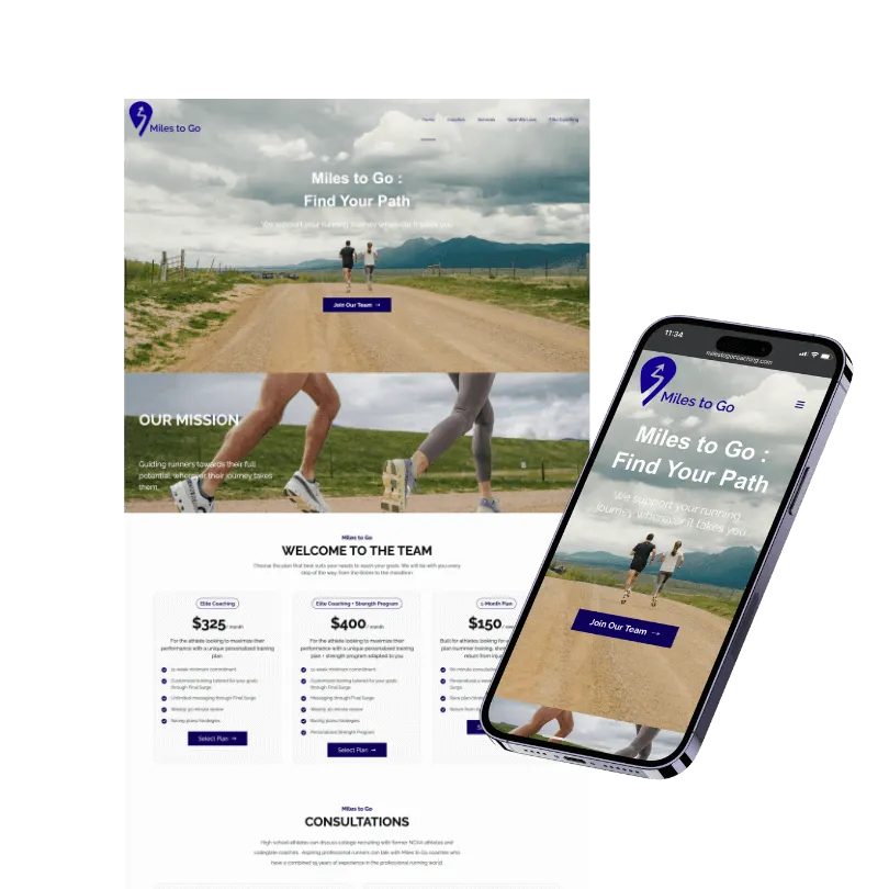 Miles to Go Coaching — website built with Zipper