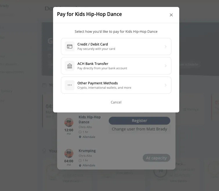 In-app purchasing product list