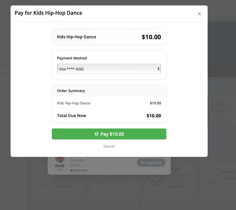 In-app purchasing checkout