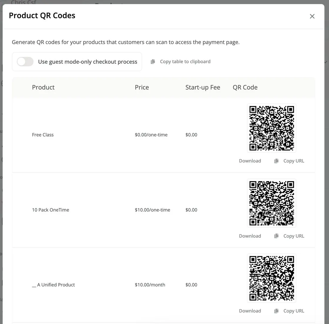 QR code payments