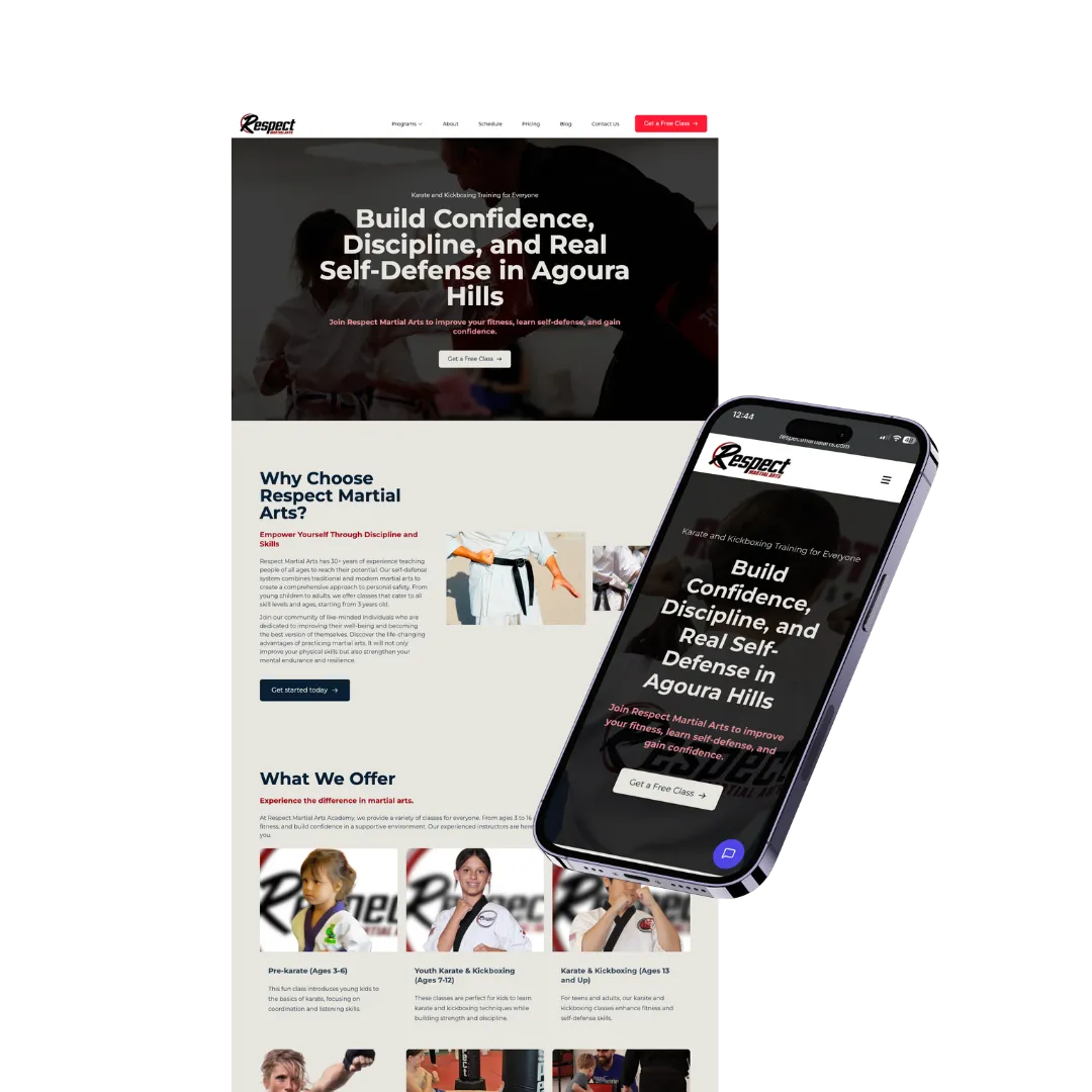 Respect Martial Arts — website built with Zipper