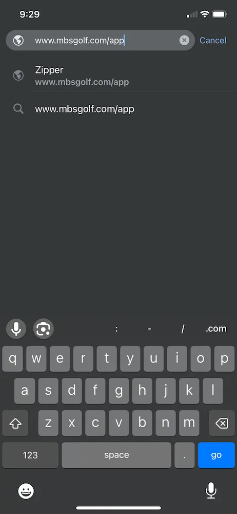 Zipper login screen on iPhone