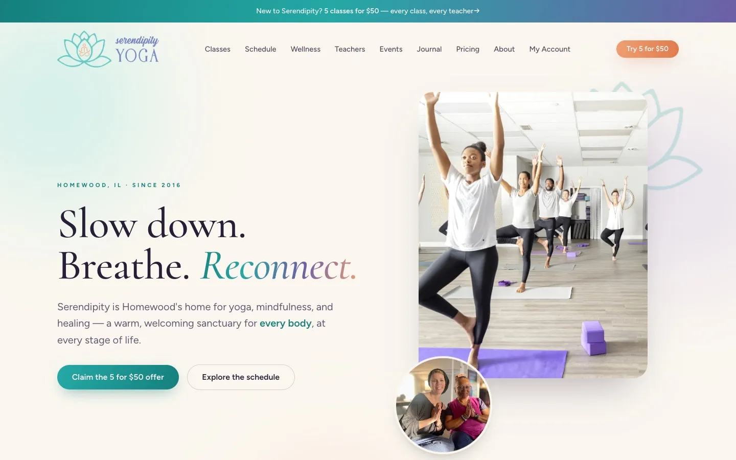 Serendipity Yoga and Wellness homepage