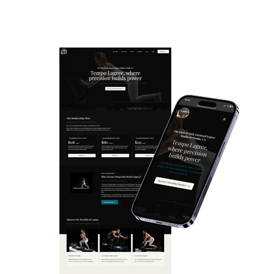 Tempo the Studio Lagree — website built with Zipper