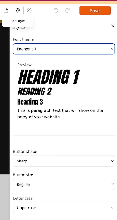 Zipper website design update settings