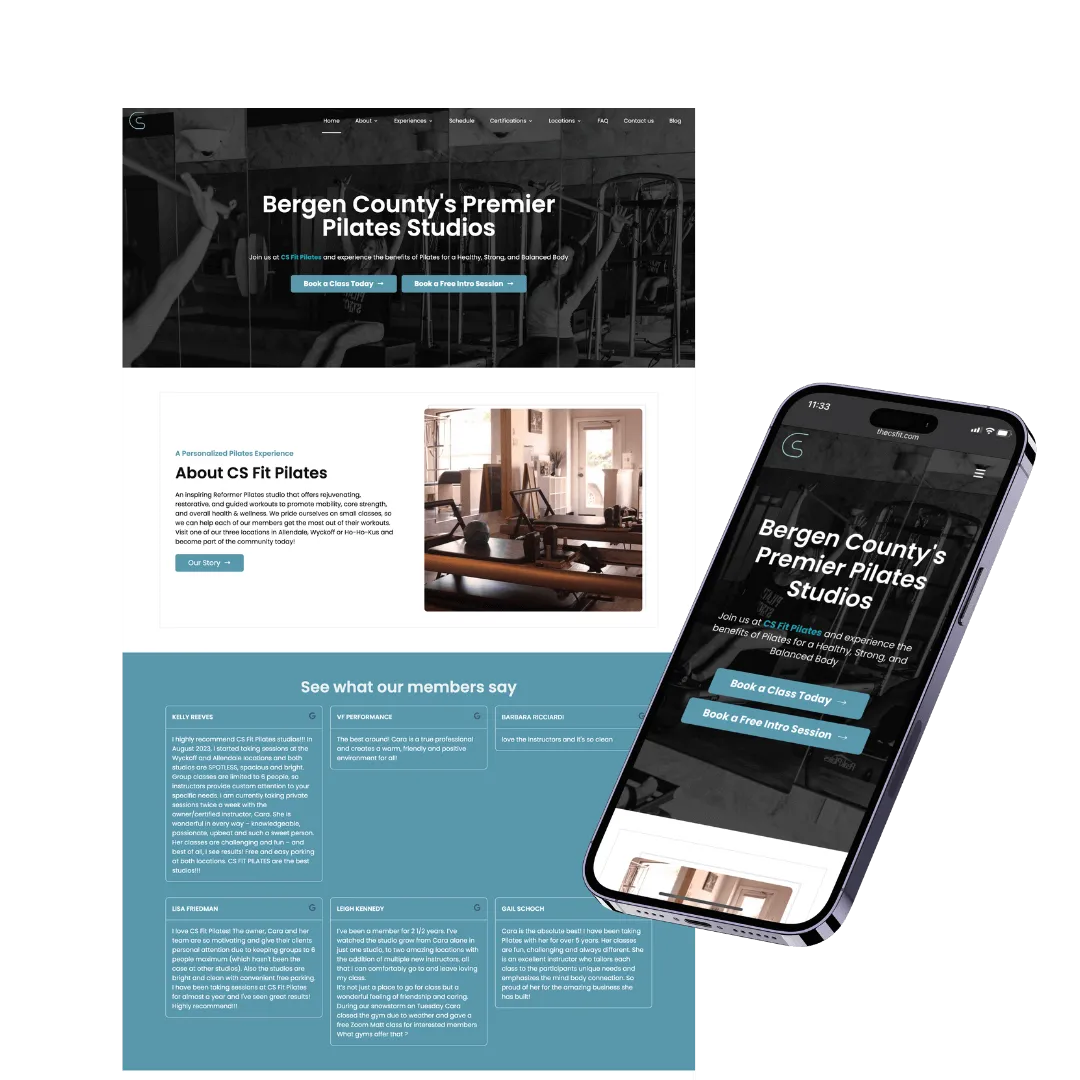 The CS Fit Pilates website built on Zipper