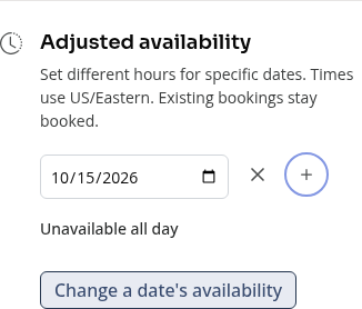 An adjusted date marked Unavailable all day on a phone