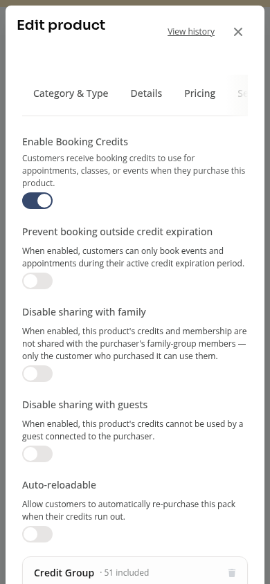 A never-expiring limited credit group on a phone
