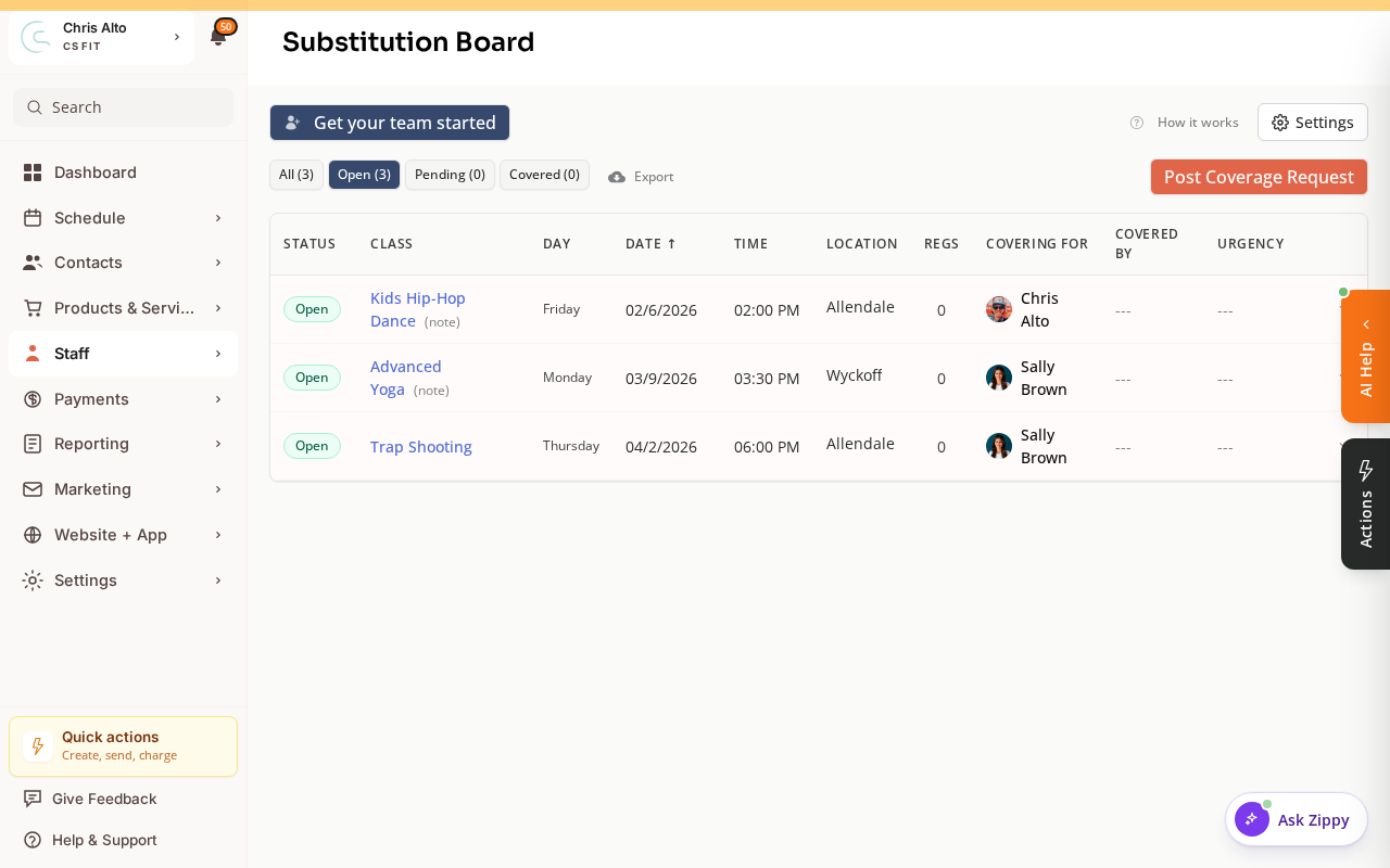 The Substitution Board in Zipper