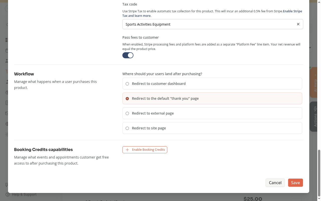 The bottom of the product form with the Save button