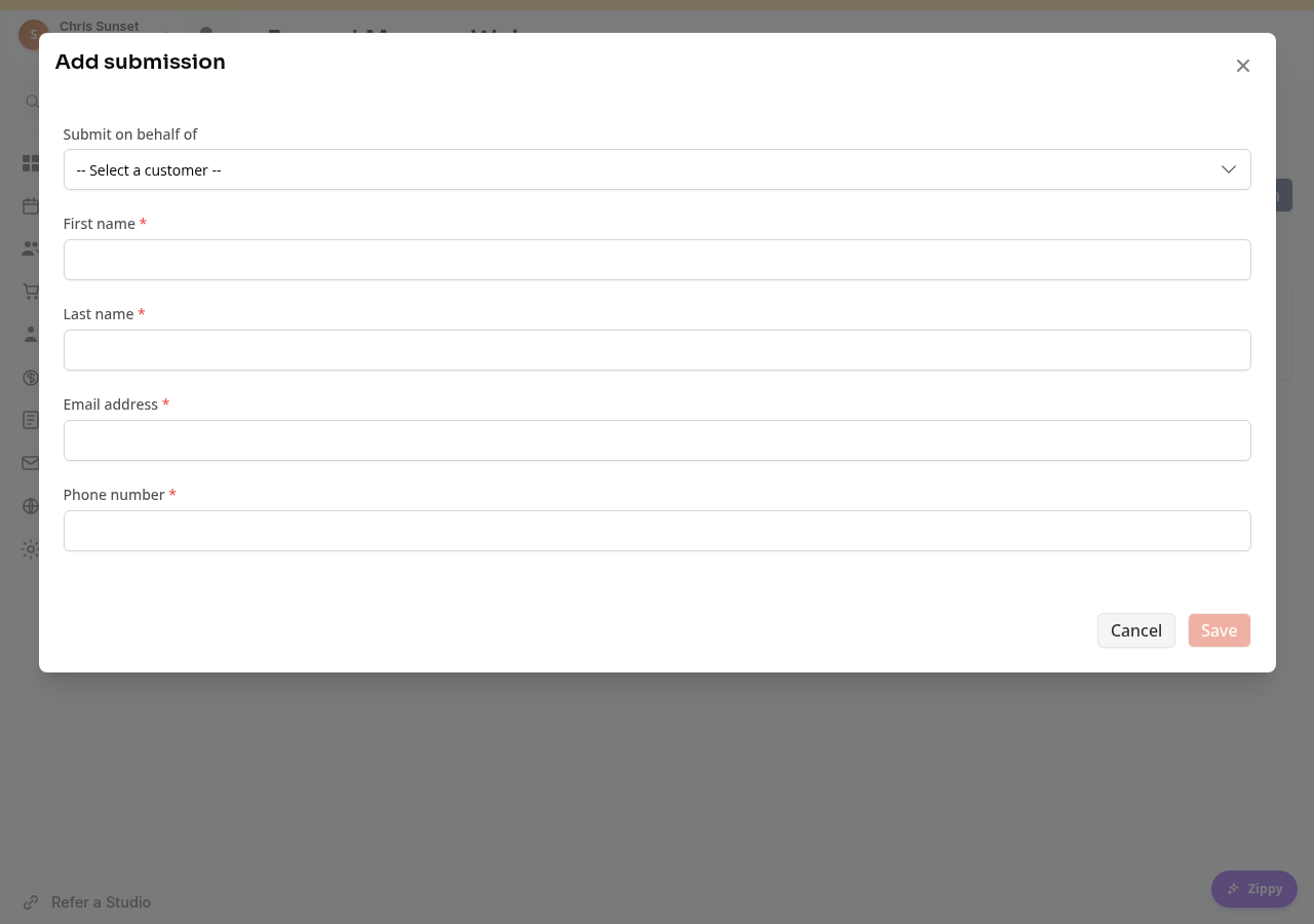 Add submission with the customer selector and required answers