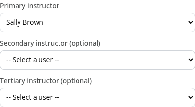 Recurring primary, secondary and tertiary instructor positions