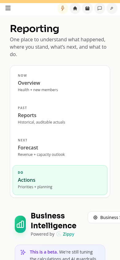 The Actions view on a phone