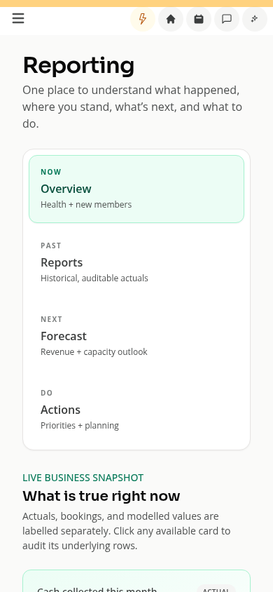 Reporting Overview on a phone