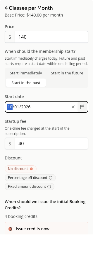 A past membership start on a phone