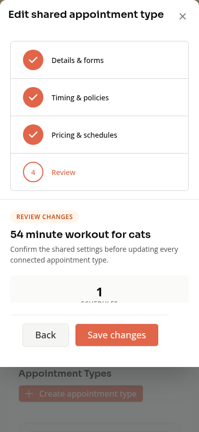 The shared appointment review step on a phone
