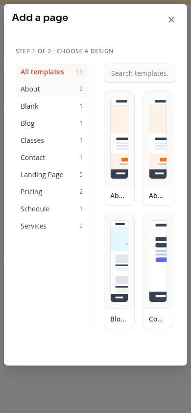 The template gallery on a phone
