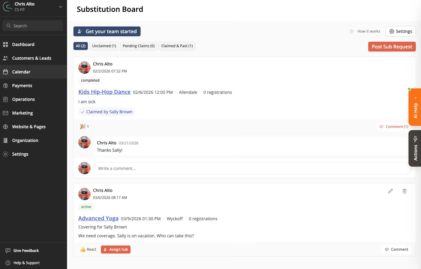 Substitution Management